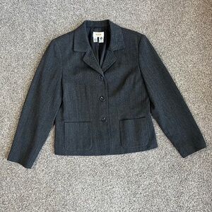 Talbots 100% Wool Dark Gray 3 Button Blazer Jacket, Size 8
